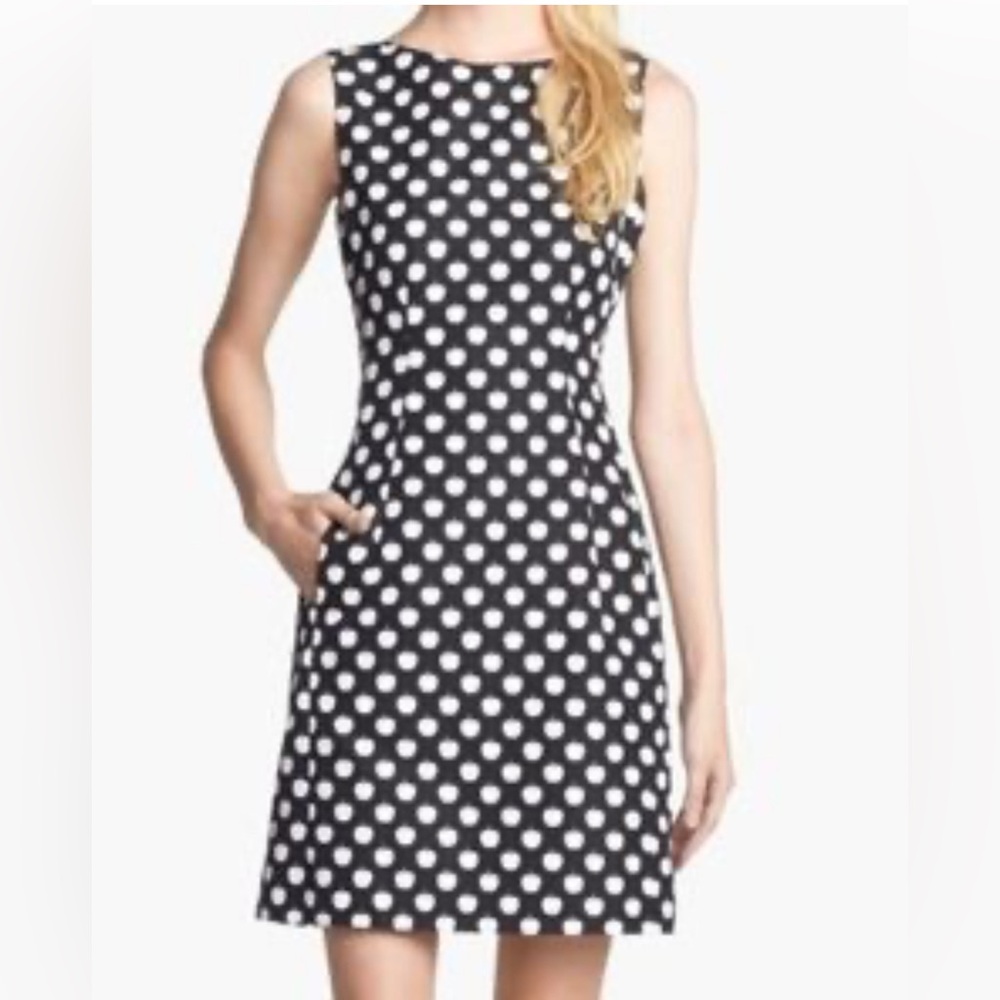 Kate Spade "Apple" polka dress sleeveless front pockets size 2